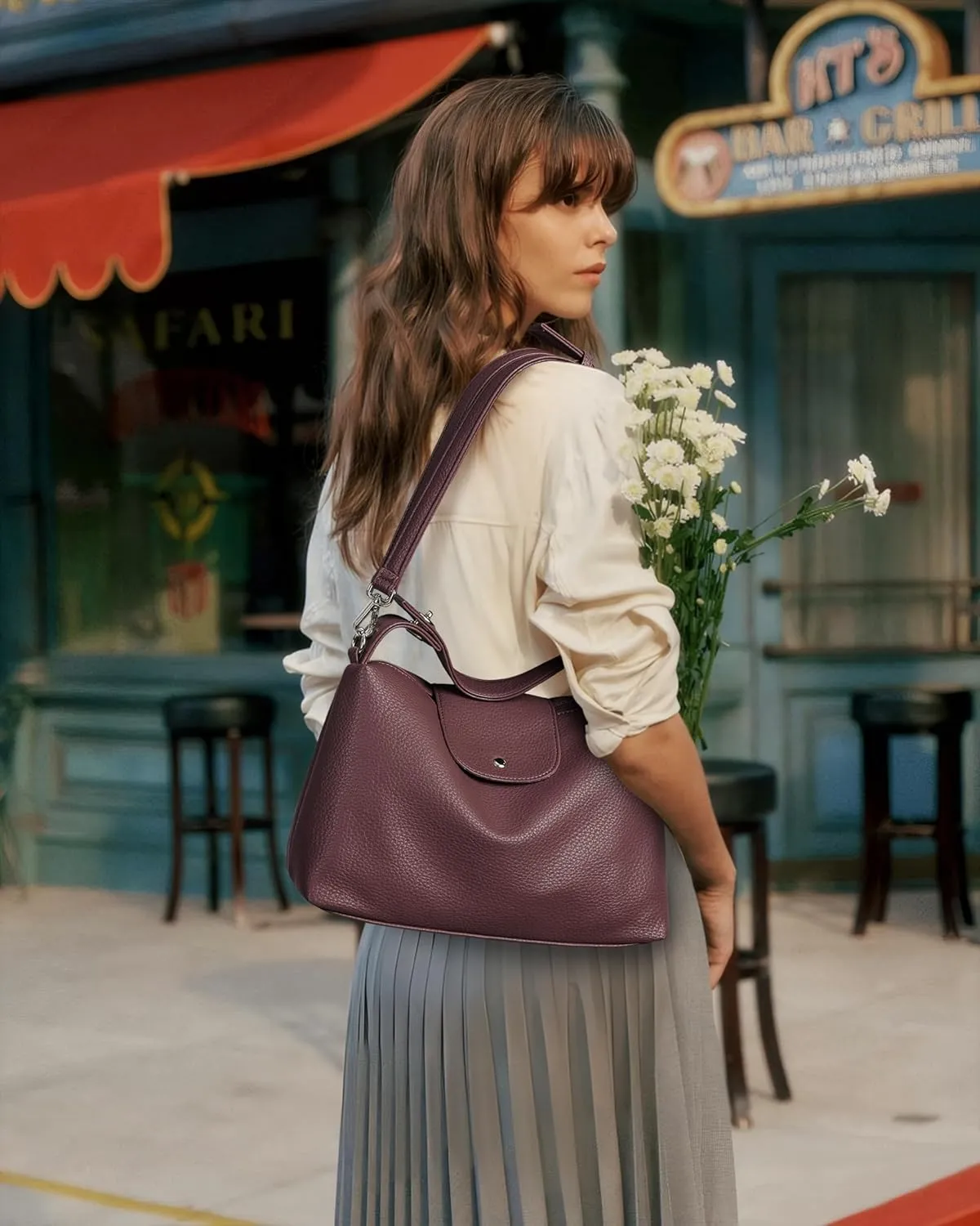 KALIDI Soft Vegan Leather Hobo Bag, Crossbody Purses Satchel for Women with Top Handle