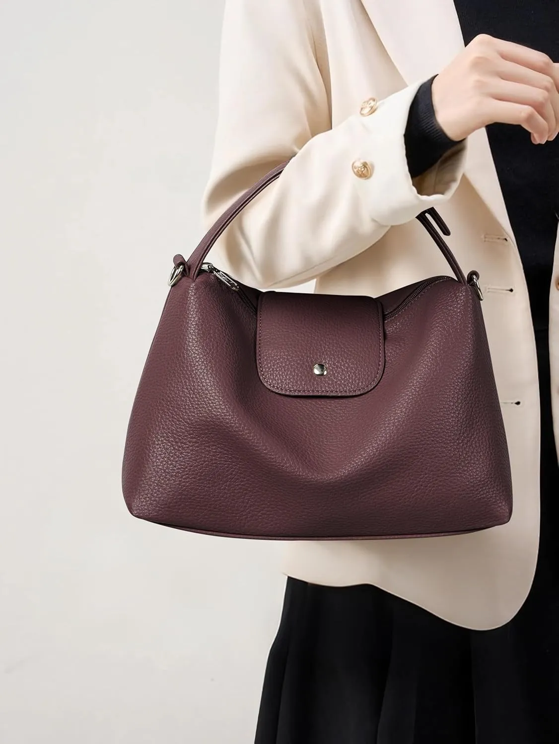 KALIDI Soft Vegan Leather Hobo Bag, Crossbody Purses Satchel for Women with Top Handle