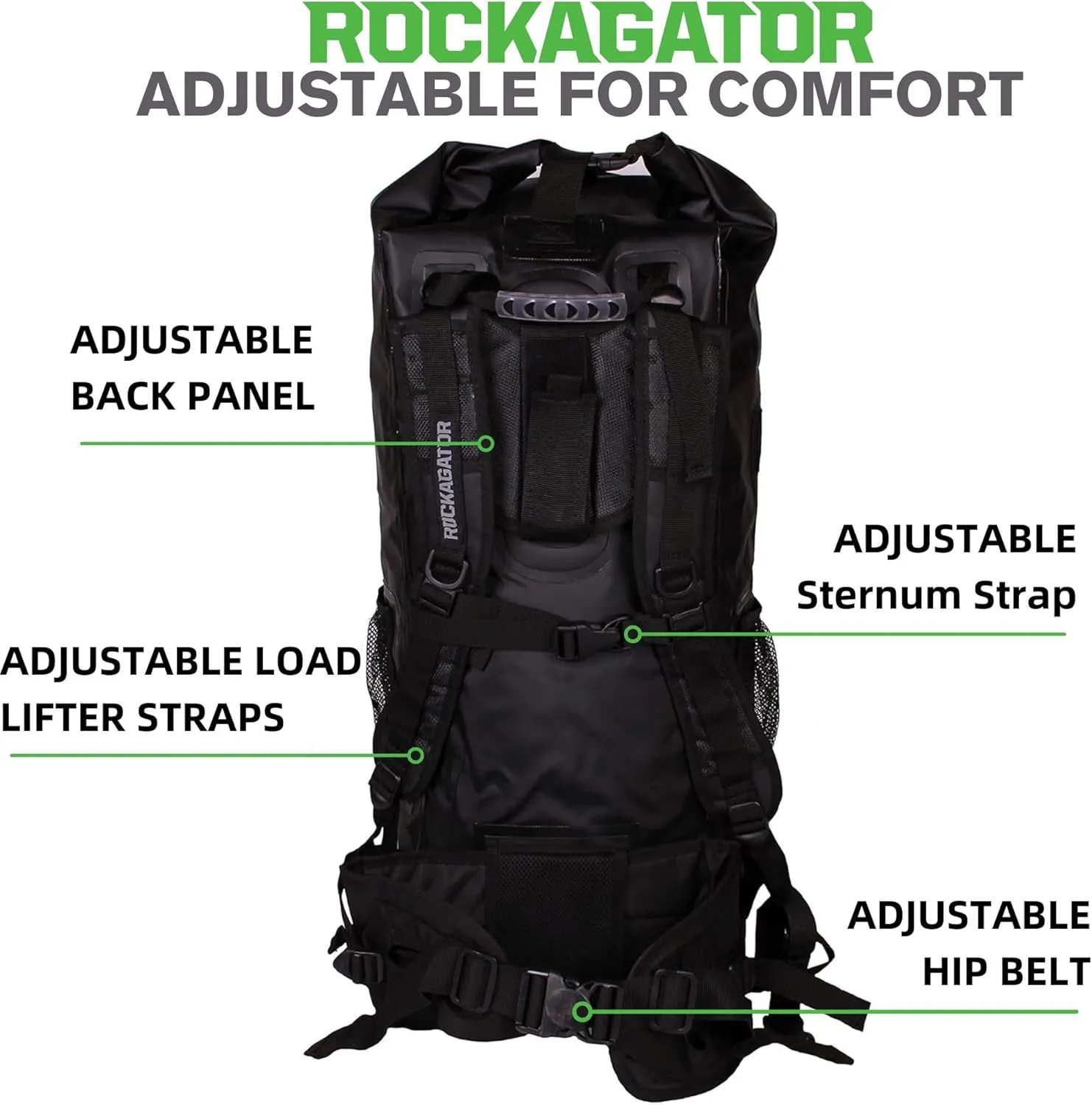 Kanarra 90L Waterproof Backpack for Camping, Hiking, Mountaineering, Backpacking, Hunting, Fishing, Canoeing, Outdoor Activities, The Wet Outdoors - Large Capacity, Roll Top Closure, Black
