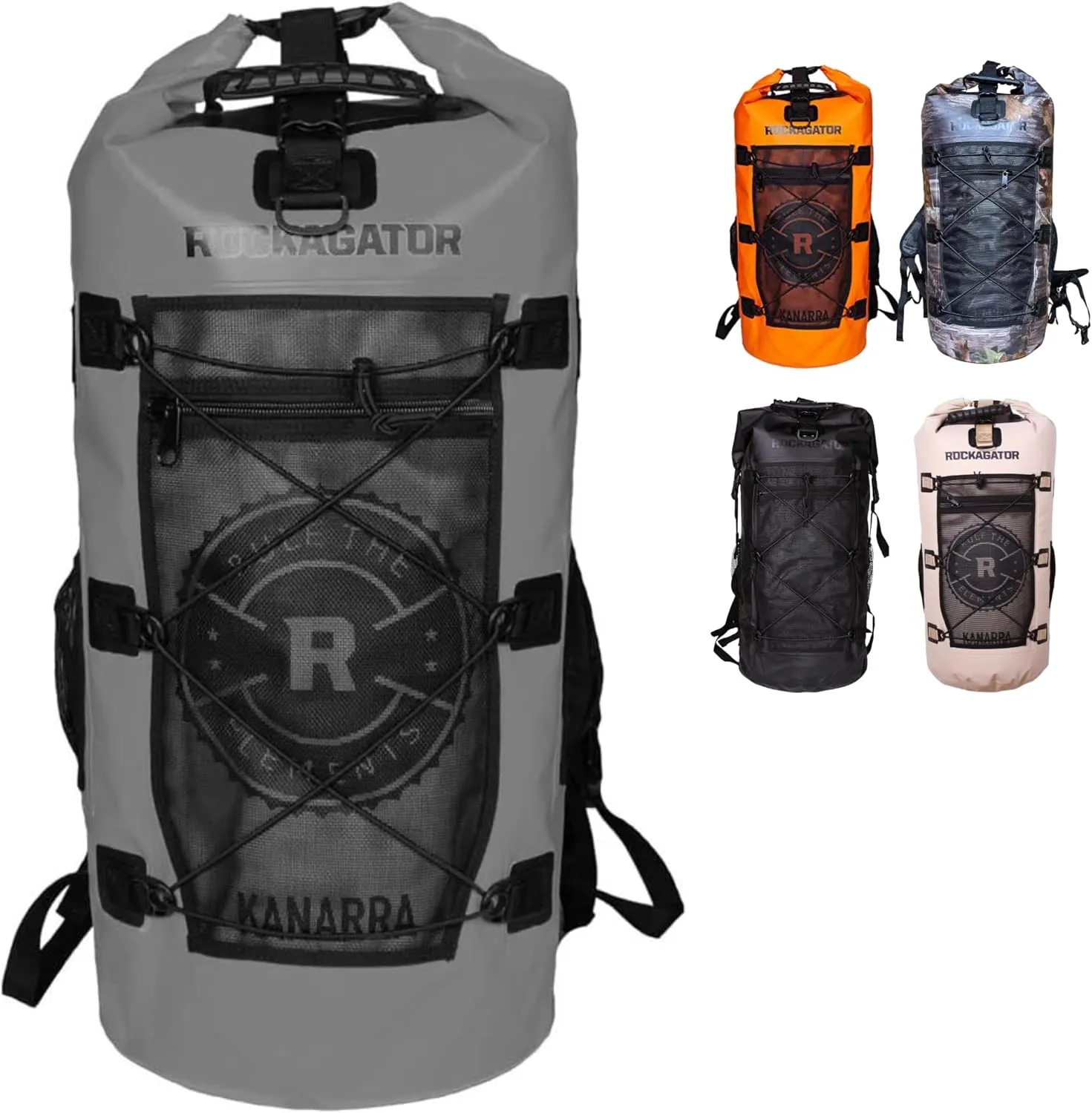 Kanarra 90L Waterproof Backpack for Camping, Hiking, Mountaineering, Backpacking, Hunting, Fishing, Canoeing, Outdoor Activities, The Wet Outdoors - Large Capacity, Roll Top Closure, Gray