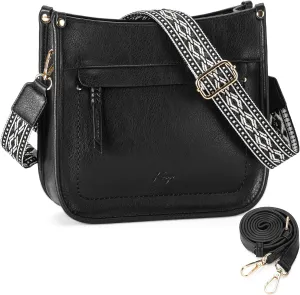 Kasqo Crossbody Bag for Women,Trendy Vegan Leather Handbags Hobo Purse Ladies Shoulder Bags With Guitar Strap