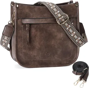 Kasqo Crossbody Bag for Women,Trendy Vegan Leather Handbags Hobo Purse Ladies Shoulder Bags With Guitar Strap