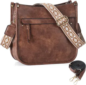 Kasqo Crossbody Bag for Women,Trendy Vegan Leather Handbags Hobo Purse Ladies Shoulder Bags With Guitar Strap