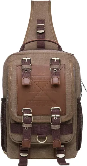KAUKKO Canvas Messenger Bag Cross Body Shoulder Sling Backpack Travel Hiking Chest Bag
