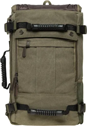 KAUKKO Canvas Travel Backpack Multi-Functional Bag Fits 17" Laptop, Large Capacity Hiking Backpack, Outdoor Casual Daypack ARMYGREEN,23.8L