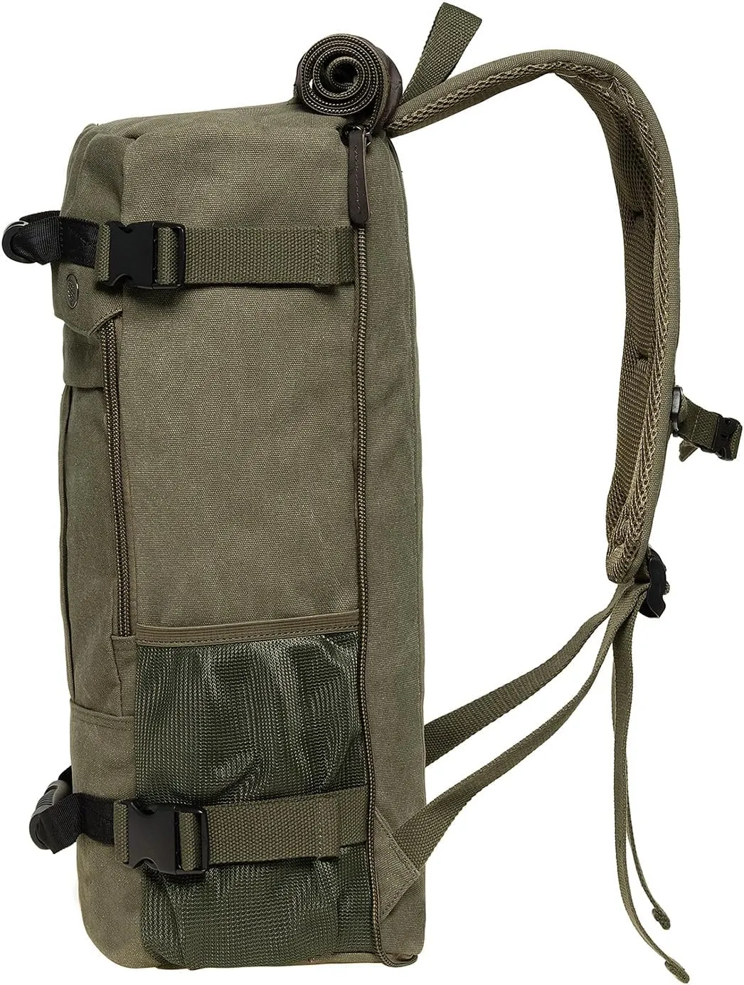 KAUKKO Canvas Travel Backpack Multi-Functional Bag Fits 17" Laptop, Large Capacity Hiking Backpack, Outdoor Casual Daypack ARMYGREEN,23.8L