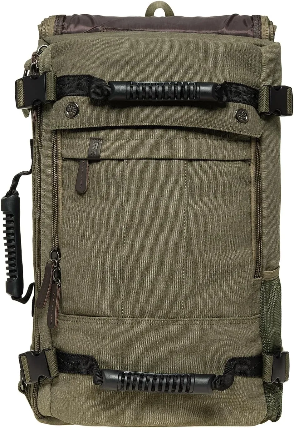 KAUKKO Canvas Travel Backpack Multi-Functional Bag Fits 17" Laptop, Large Capacity Hiking Backpack, Outdoor Casual Daypack ARMYGREEN,23.8L