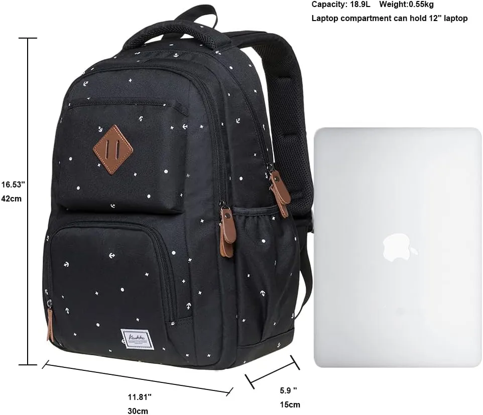 KAUKKO Causal Backpack - Daypack, Spacious and Classy fits 14" Laptop, 18.9L