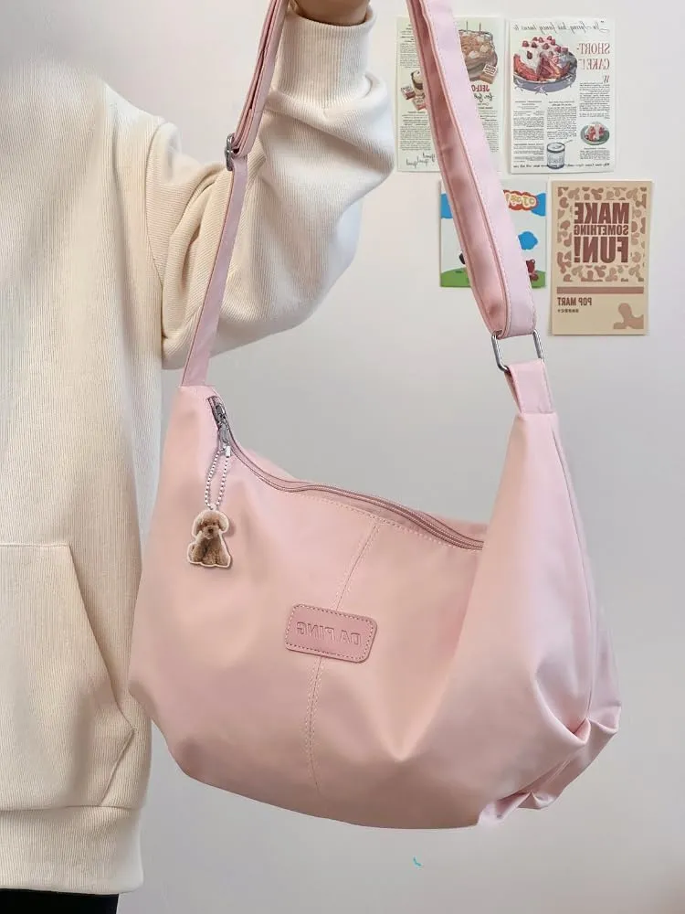 Kawaii Sling Bag Cute Nylon Crossbody Bags for Women Cute Aesthetic Sling Bag Purse (pink)