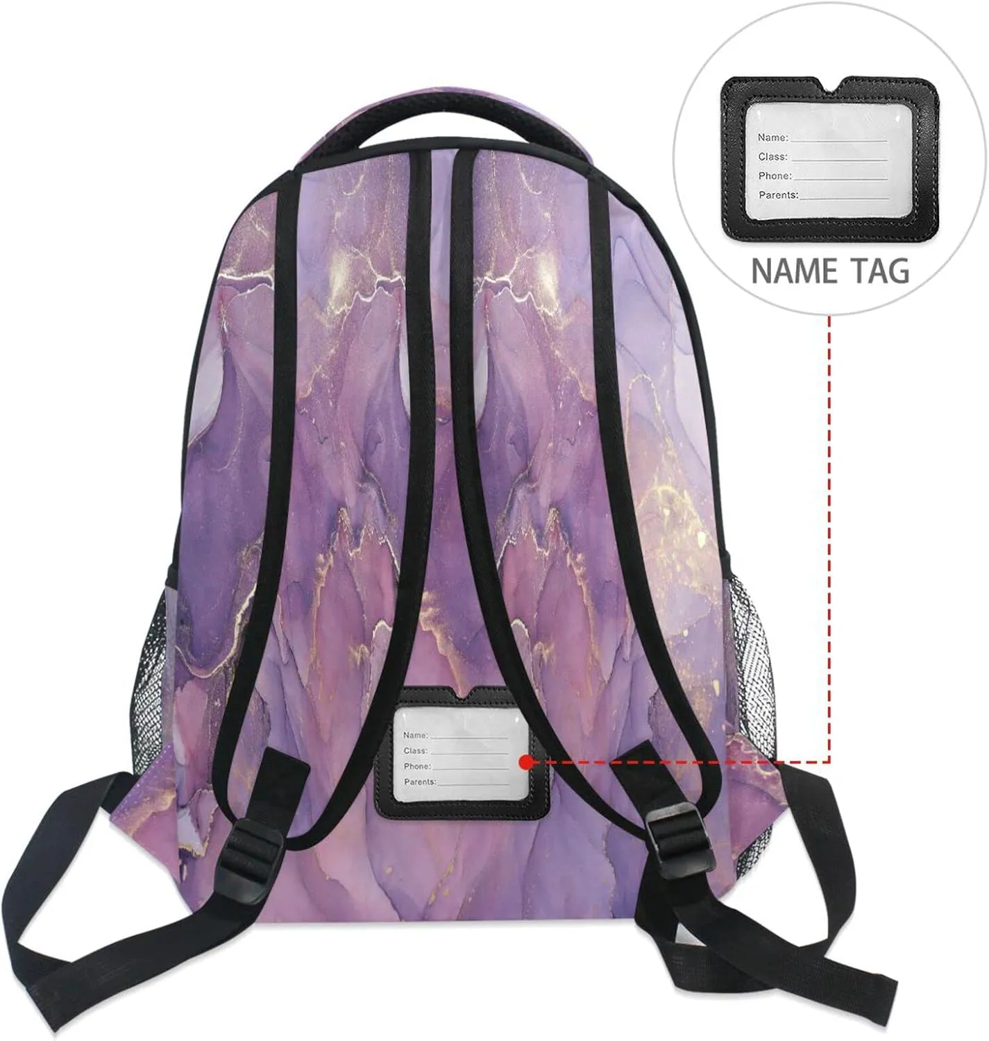 Kcldeci Purple Marble Backpack for Kids Girls Small Backpack Kindergarten School Bookbags for Toddler Travel