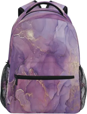 Kcldeci Purple Marble Backpack for Kids Girls Small Backpack Kindergarten School Bookbags for Toddler Travel