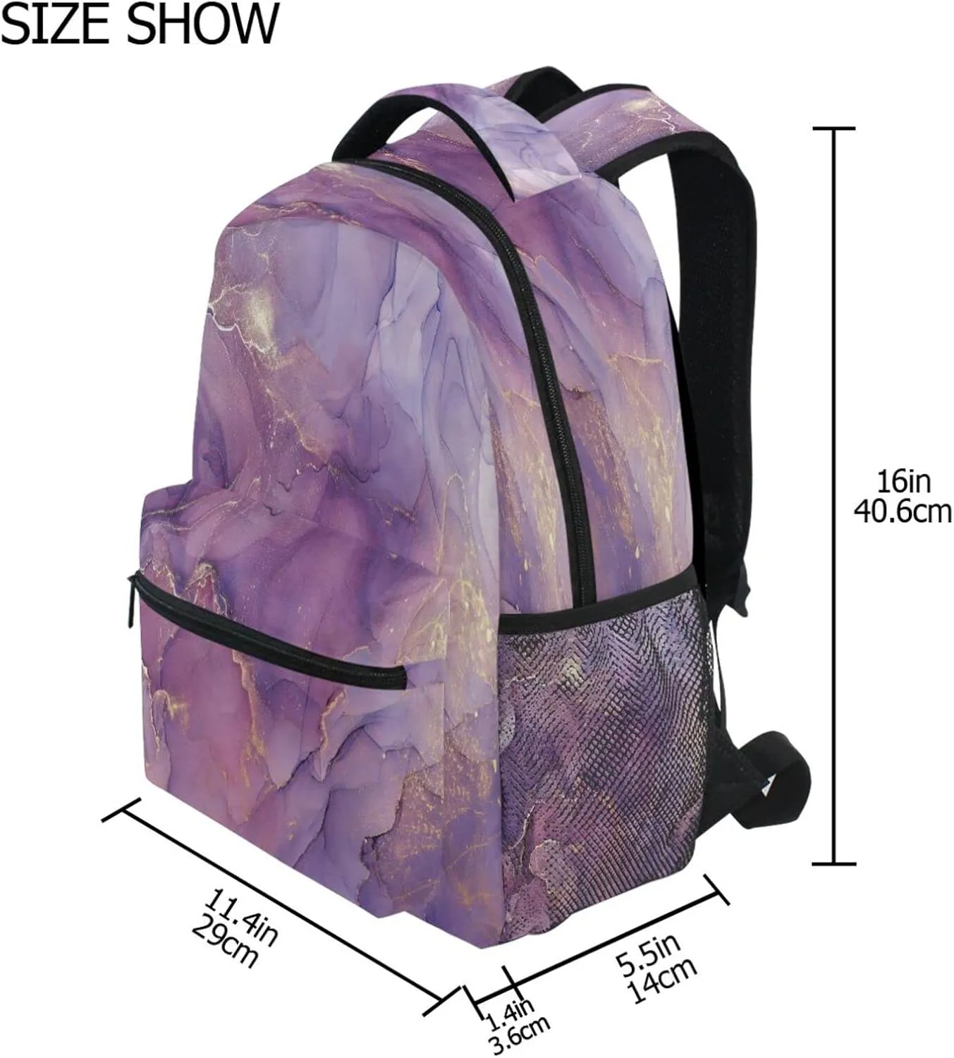 Kcldeci Purple Marble Backpack for Kids Girls Small Backpack Kindergarten School Bookbags for Toddler Travel