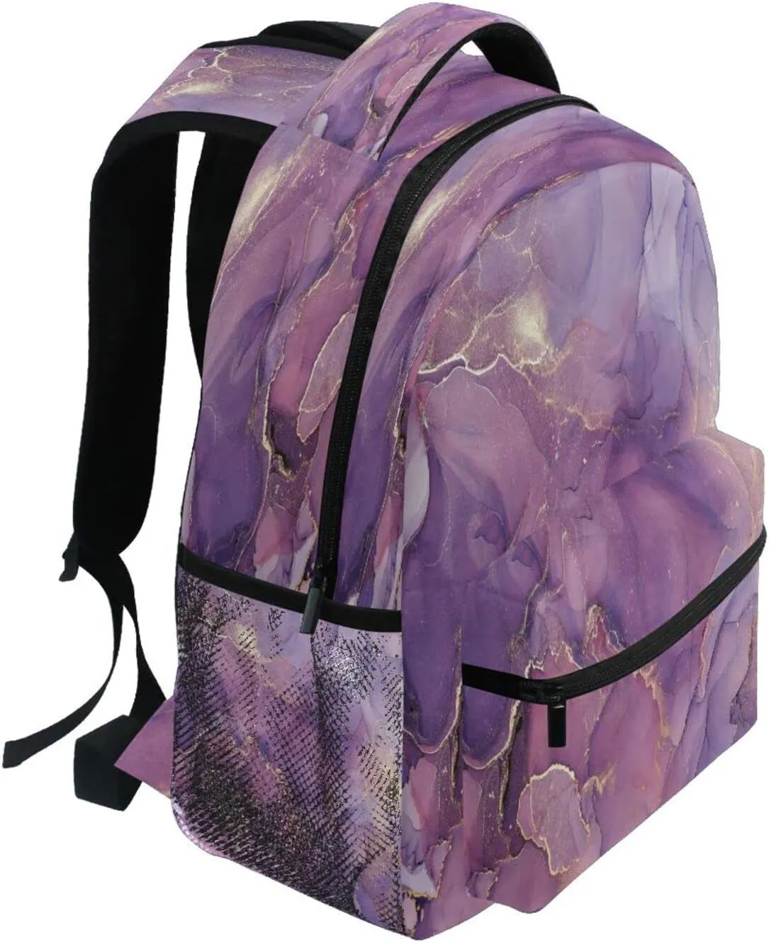 Kcldeci Purple Marble Backpack for Kids Girls Small Backpack Kindergarten School Bookbags for Toddler Travel