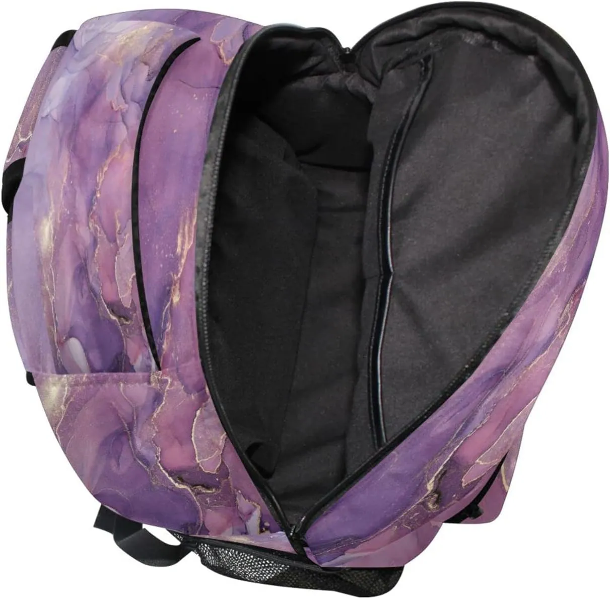 Kcldeci Purple Marble Backpack for Kids Girls Small Backpack Kindergarten School Bookbags for Toddler Travel