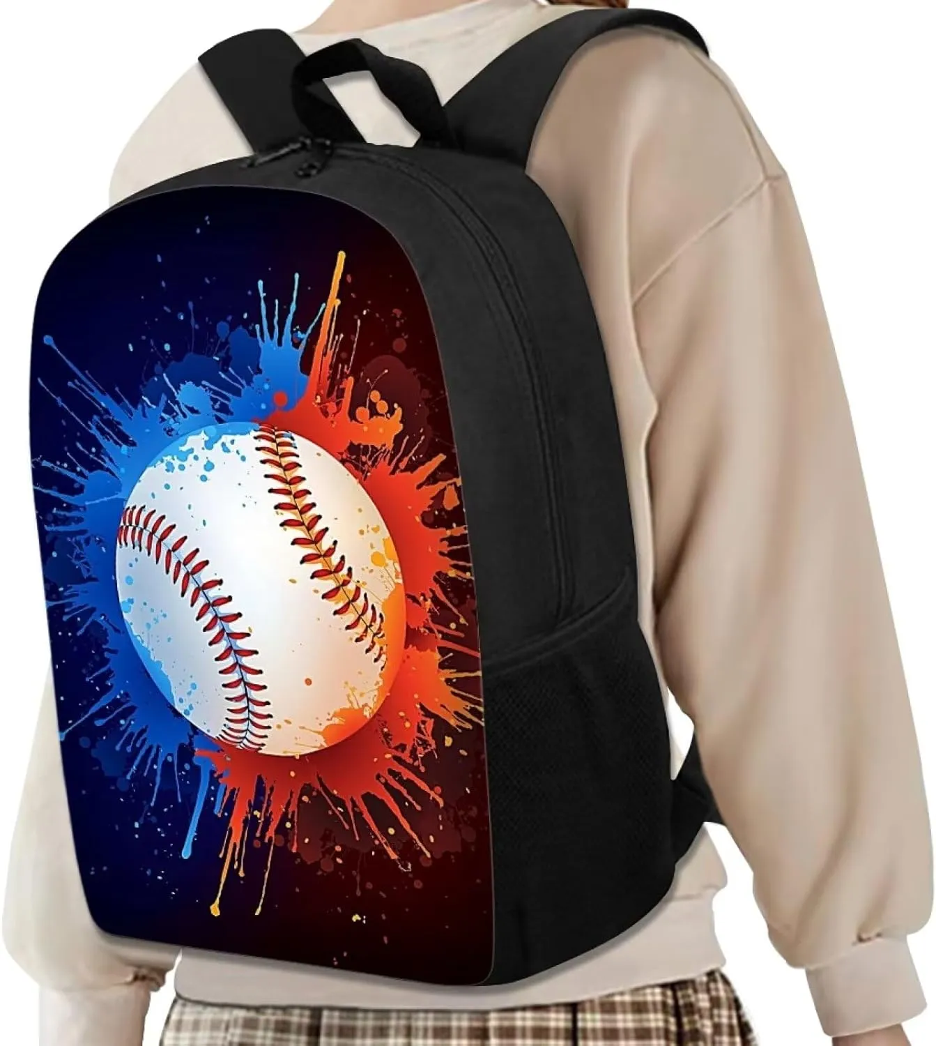 KEIAHUAN 17 Inch School Backpack for Boys Middle School 3 In 1 Baseball Backpack With Lunch Box and Pencil Bag