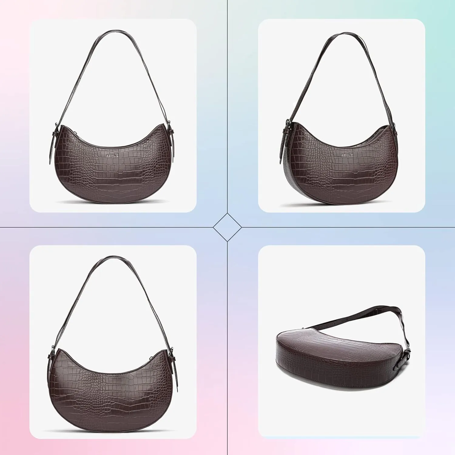 Keyli Shoulder Bag for Women Trendy Small Clutch Purse Zipper Closure Tote Shoulder Handbags with Adjustable Straps