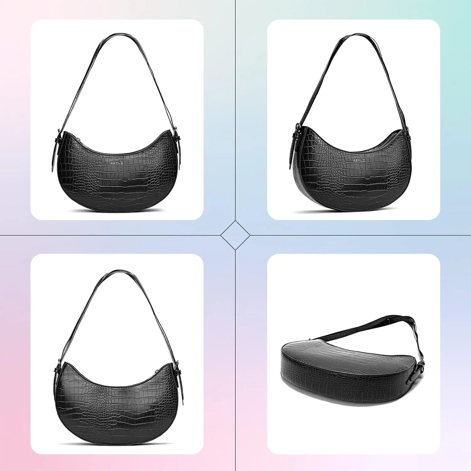 Keyli Shoulder Bag for Women Trendy Small Clutch Purse Zipper Closure Tote Shoulder Handbags with Adjustable Straps