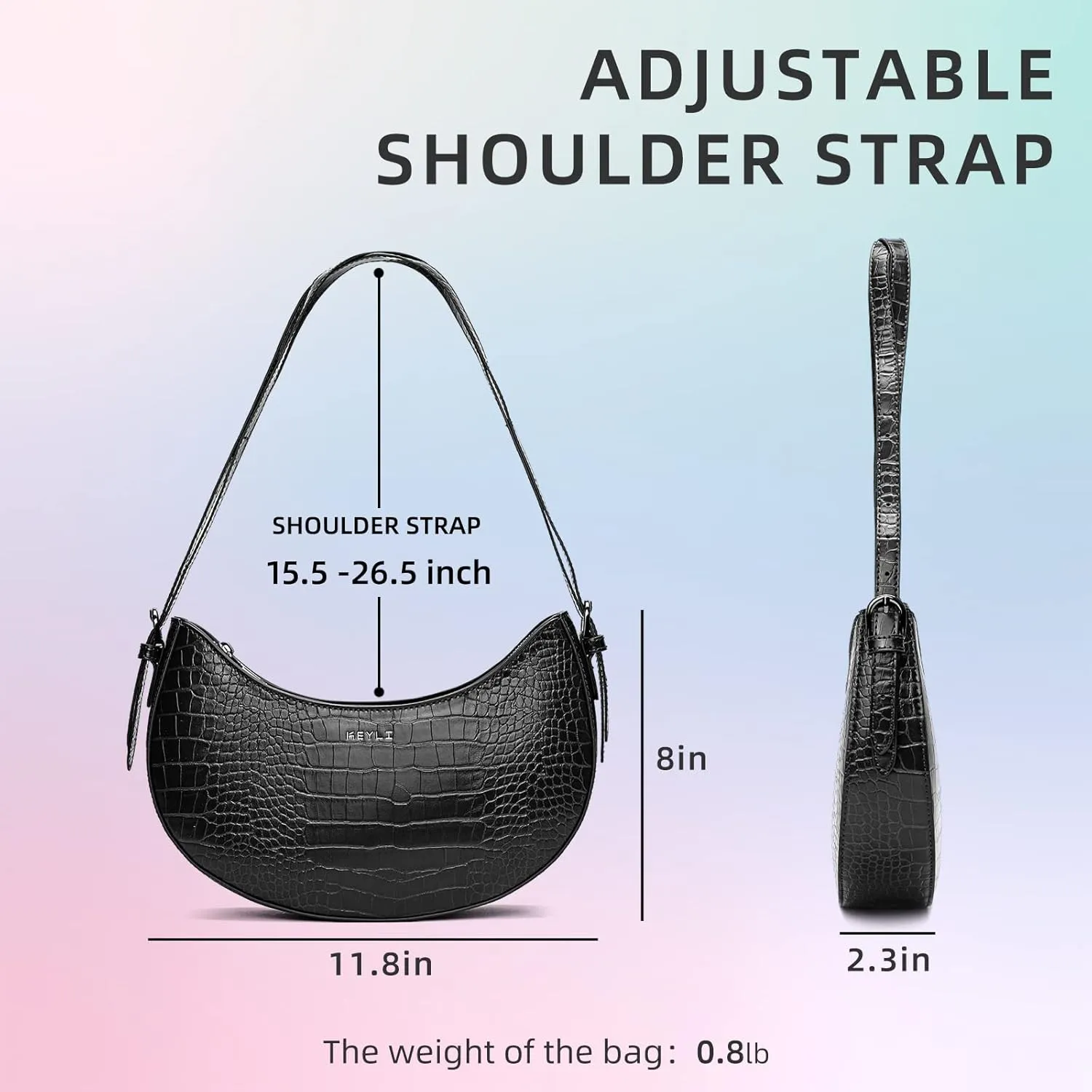 Keyli Shoulder Bag for Women Trendy Small Clutch Purse Zipper Closure Tote Shoulder Handbags with Adjustable Straps