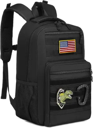 Kids Backpack for Boys 20L Kids Tactical Backpack Kindergarten School Bag Lightweight Bookbag Children Daypack (Black)