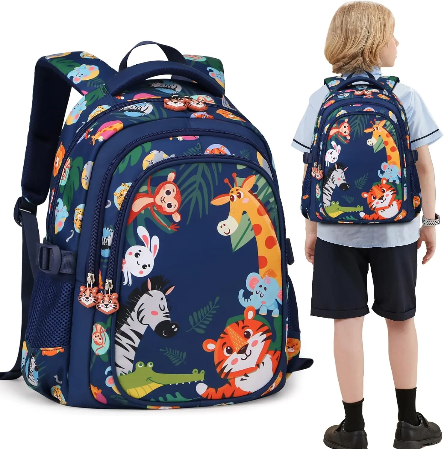 Kids Backpack for Boys Elementary Kindergarten Cute Lightweight zoo Dinosaur Preschool School Bag 16 inch Multifunctional Large Capacity Waterproof Durable Travel Backpack