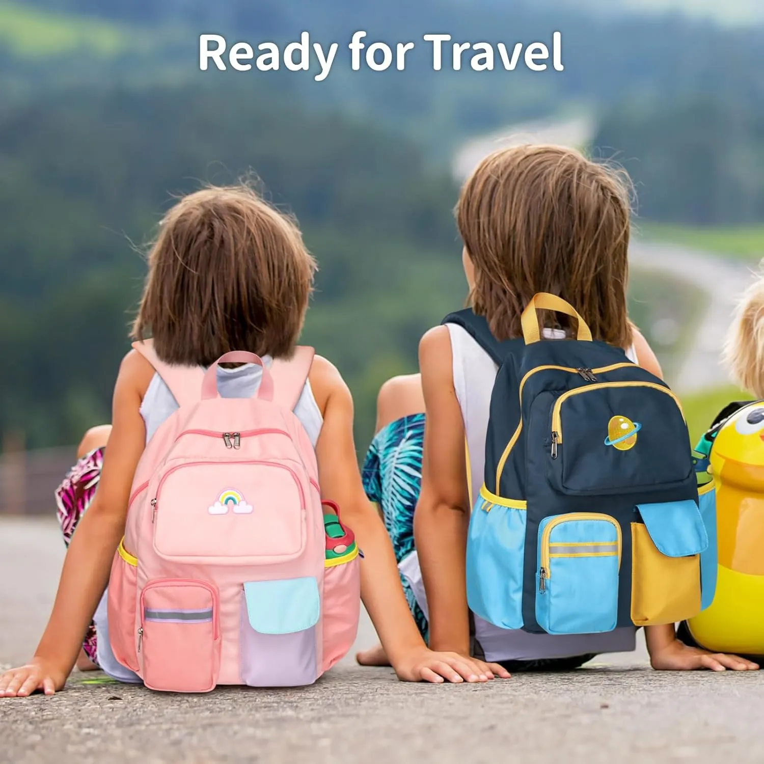 Kids Backpack for Girls - 15 Inch Preschool Kindergarten Bookbag for Children 3 to 8, Lightweight School Bags for 1st 2nd Grade, Kids Travel Backpack with Reflective Stripe, Pink Rainbow