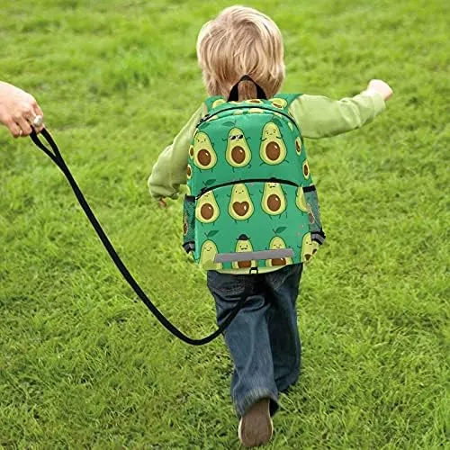 Kid's Backpack for Girls Cute Funny Avocado Schoolbag Reflective Stripe, Travel Toddler Backpack with Chest Strap Kindergarten Children Bag Preschool Bag