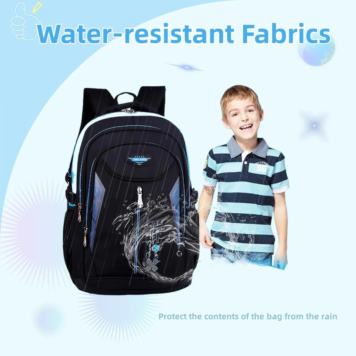 Kids Backpack,Boys Bookbag for Elementary Middle School,Color Blocking Student Bag,Sturdy Travel Daypack