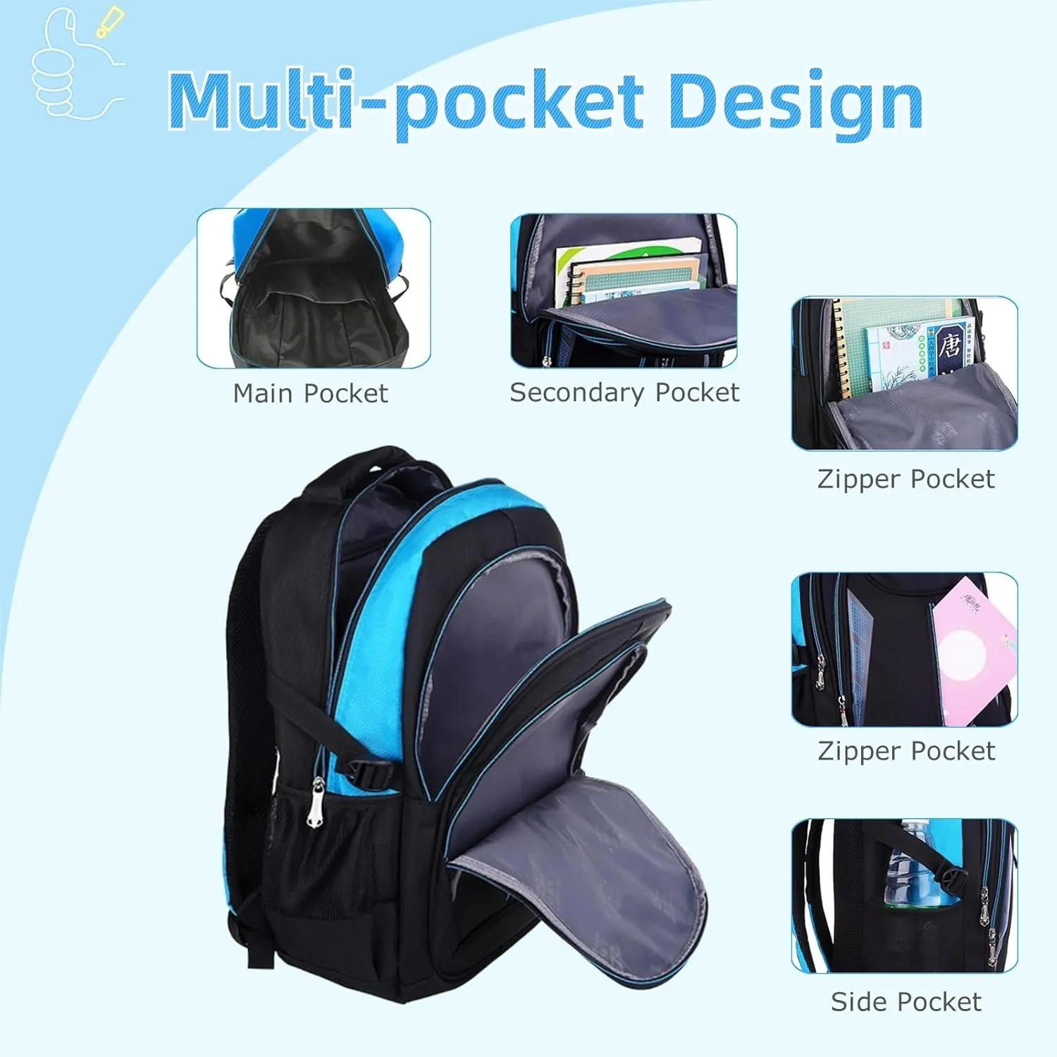 Kids Backpack,Boys Bookbag for Elementary Middle School,Color Blocking Student Bag,Sturdy Travel Daypack