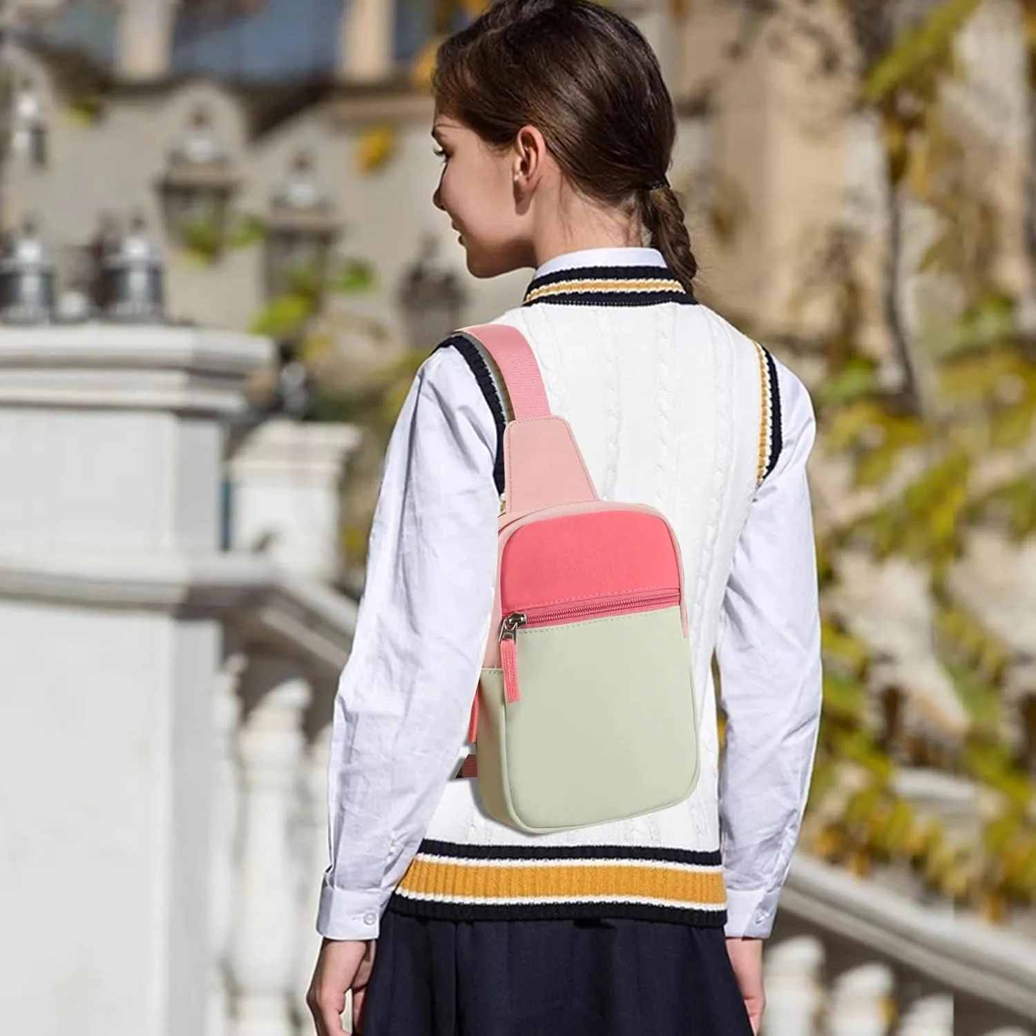 Kids Crossbody Small Sling Bag Bag Girls Fanny Pack Colorblock Belt Bag Cute Backpack Purse Chest Bag for Girls Gifts