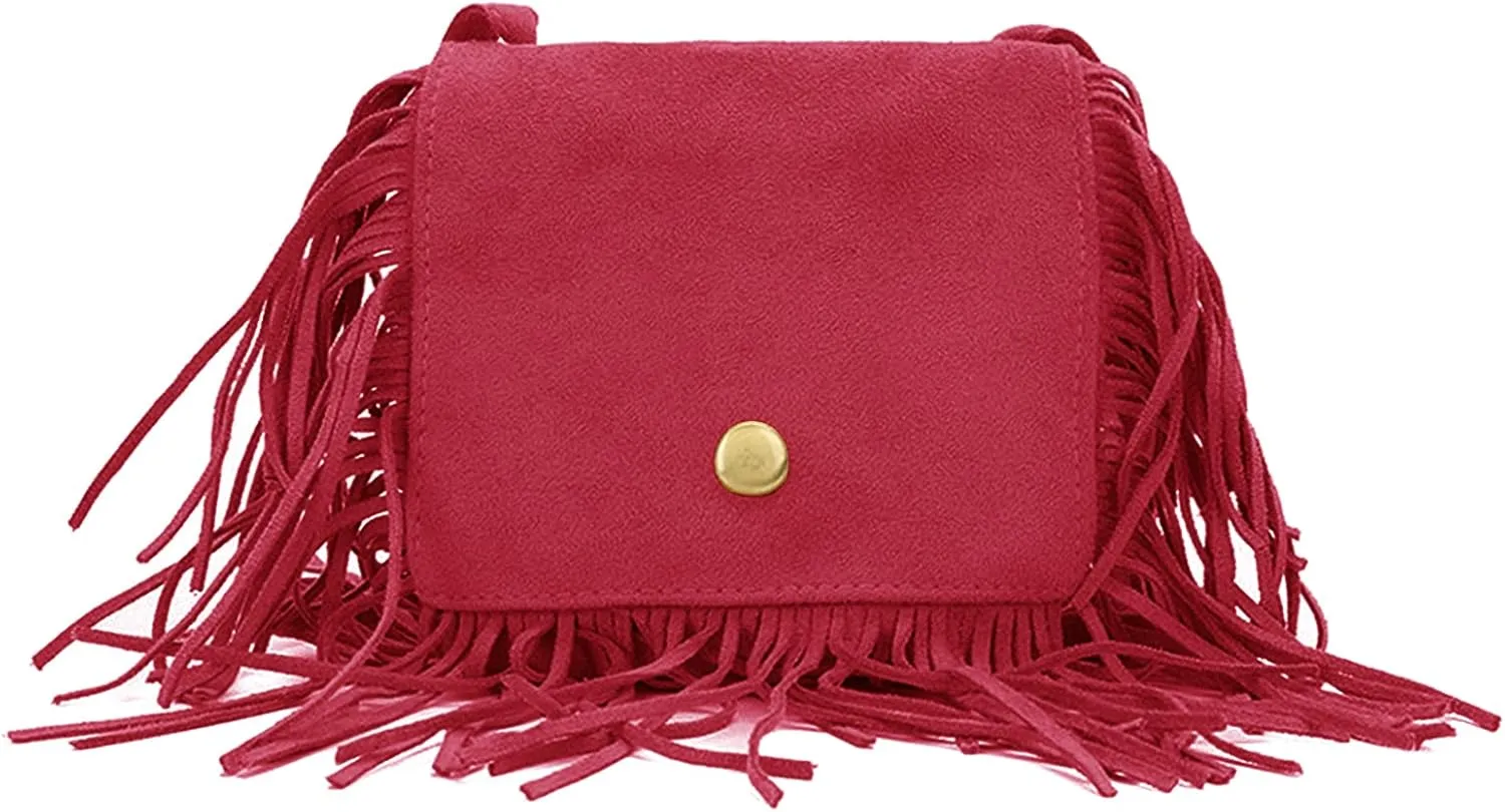Kids Small Purse for Little Girls Suede Fringe Shoulder Crossbody Bag with Tassel