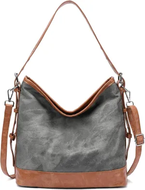 KILAMAL Large Designer Ladies Hobo Bags for Women Trendy Vegan PU Leather Shoulder Bucket Purses Denim pattern Handbags
