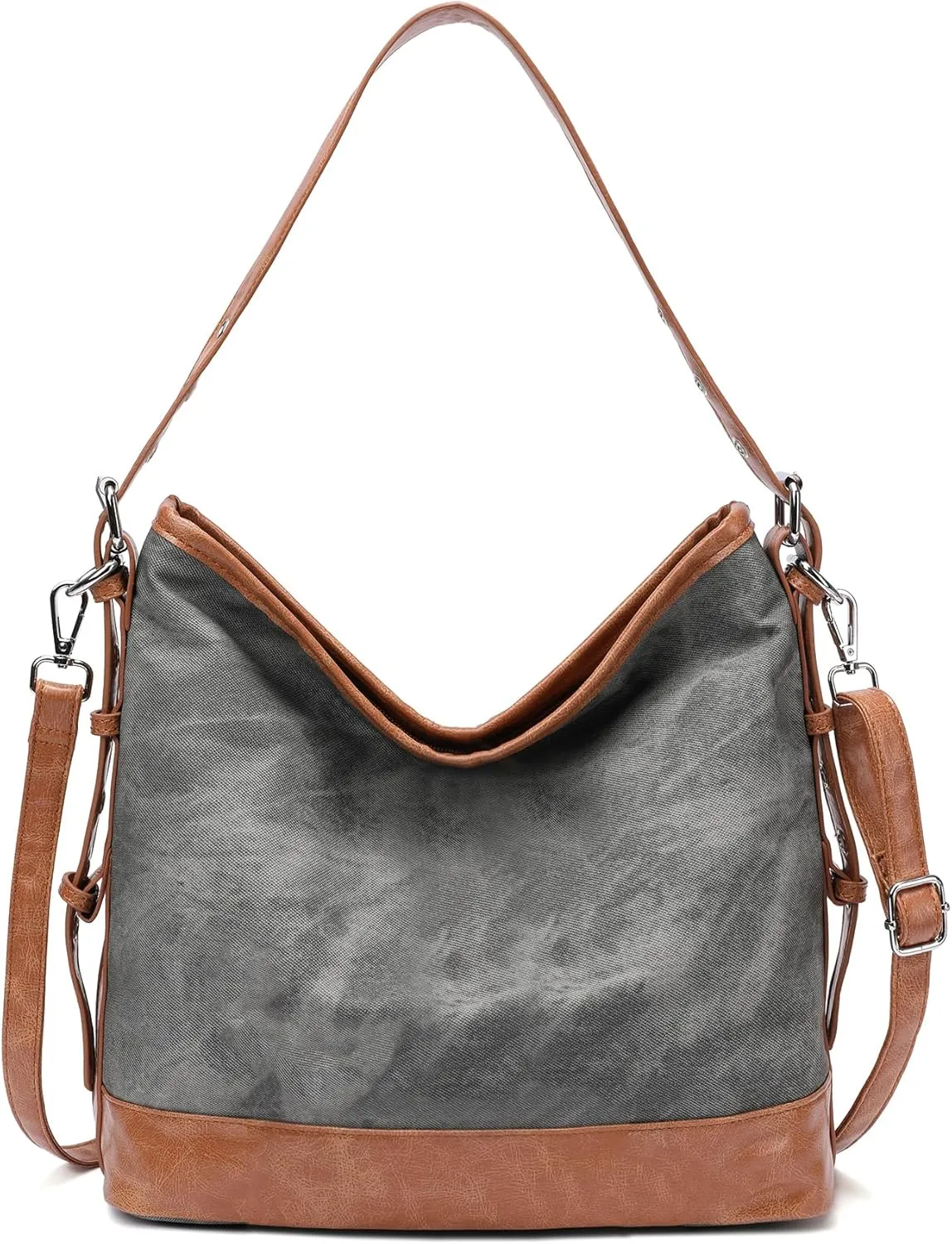 KILAMAL Large Designer Ladies Hobo Bags for Women Trendy Vegan PU Leather Shoulder Bucket Purses Denim pattern Handbags