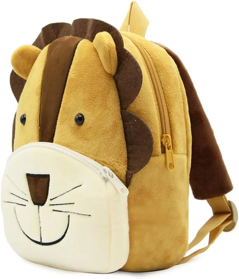 KISSOURBABY Children Toddler Preschool Backpack Plush Animal Cartoon Backpack Baby Kids School Satchel Travel Lunch Bags(Lion)