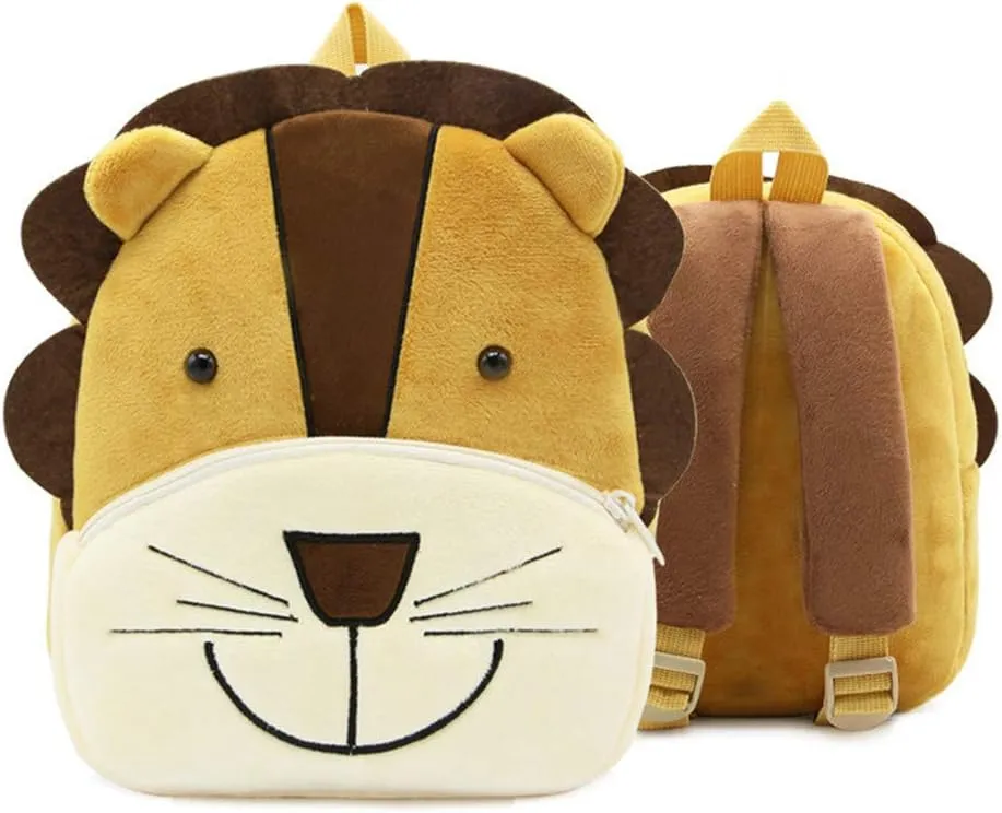 KISSOURBABY Children Toddler Preschool Backpack Plush Animal Cartoon Backpack Baby Kids School Satchel Travel Lunch Bags(Lion)