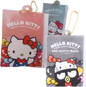 Kitty 50th Anniversary Collectible Fastener Case - Vinyl Zipper Slide Card Case Set, 3 Pack Blind Bag,12 Designs, Zipper Pouches for Organizing, Clear Plastic Chain Zip Pouch, 12.1 x 8.9 cm