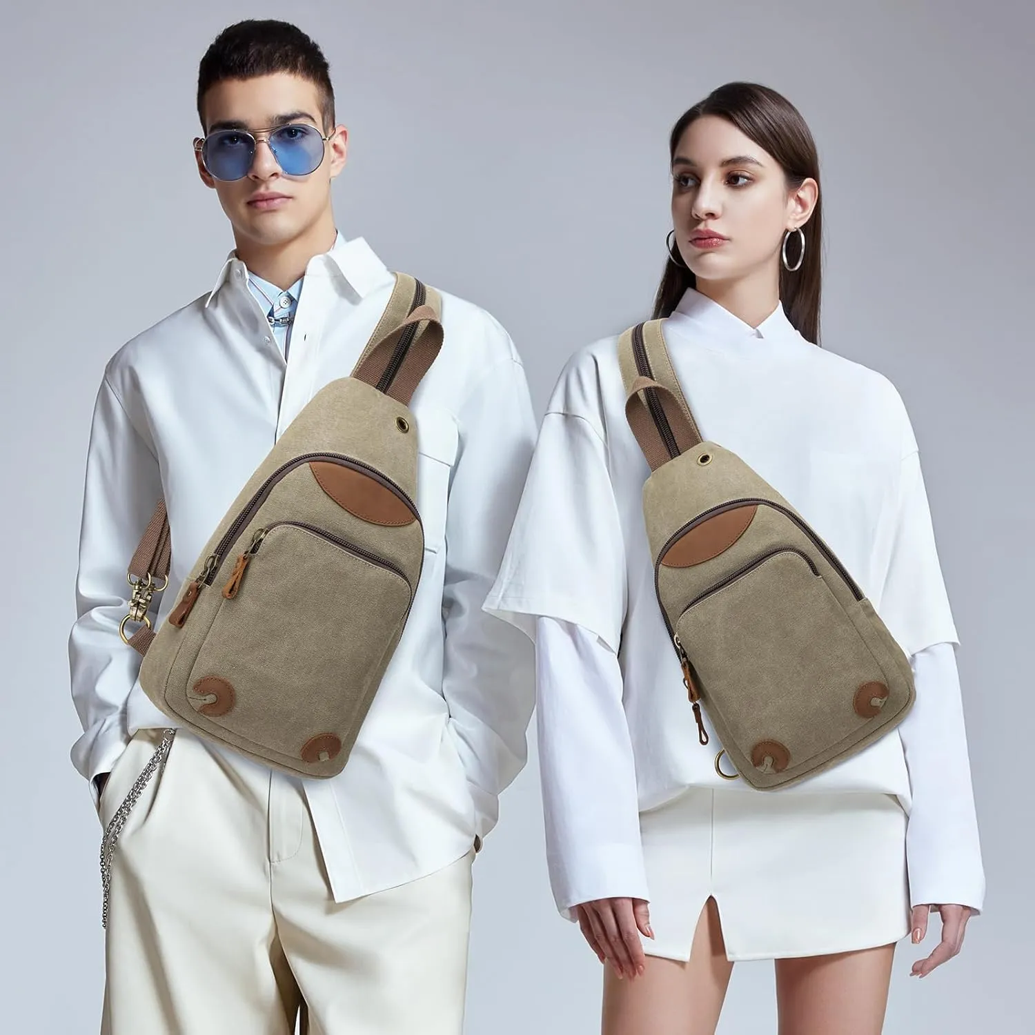 KL928 Canvas Sling Bag Crossbody Backpack Shoulder Casual Rucksack for Men Women
