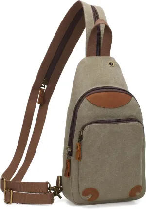 KL928 Canvas Sling Bag Crossbody Backpack Shoulder Casual Rucksack for Men Women