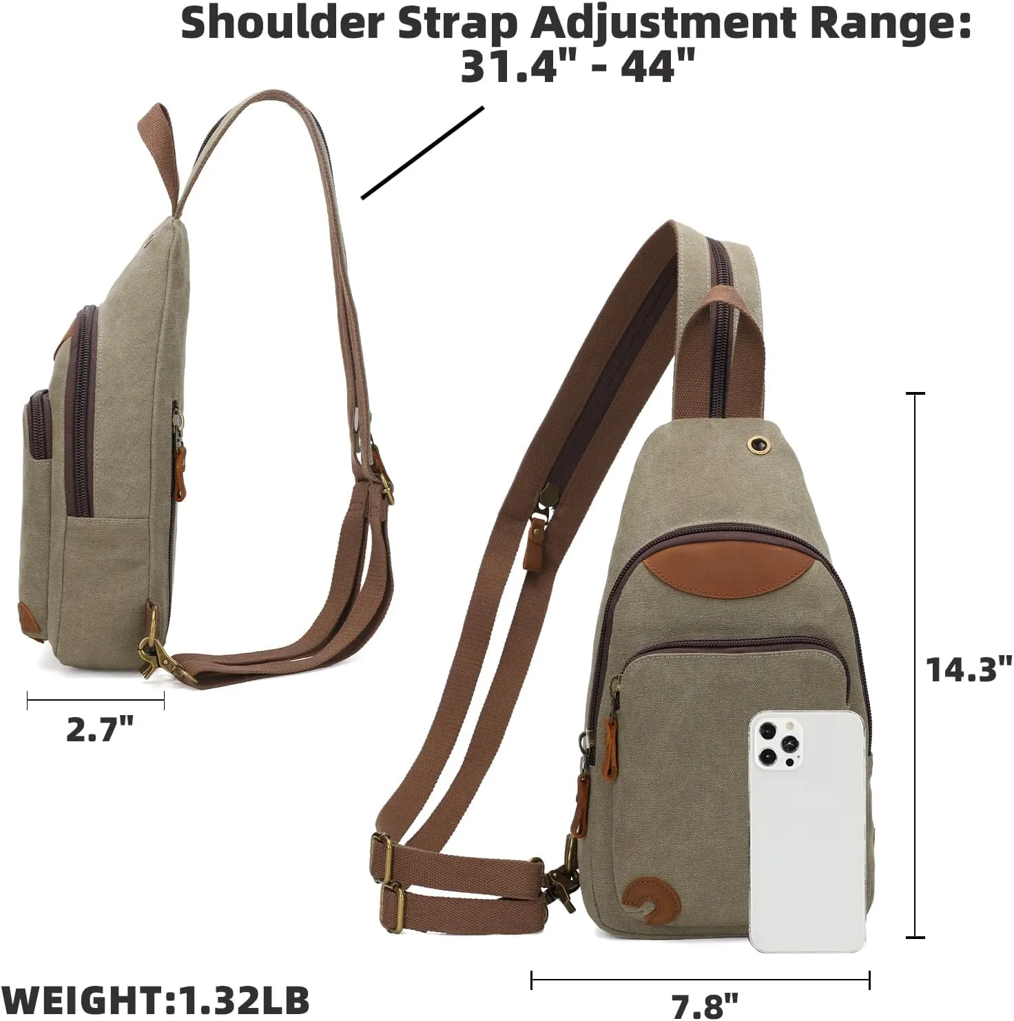 KL928 Canvas Sling Bag Crossbody Backpack Shoulder Casual Rucksack for Men Women