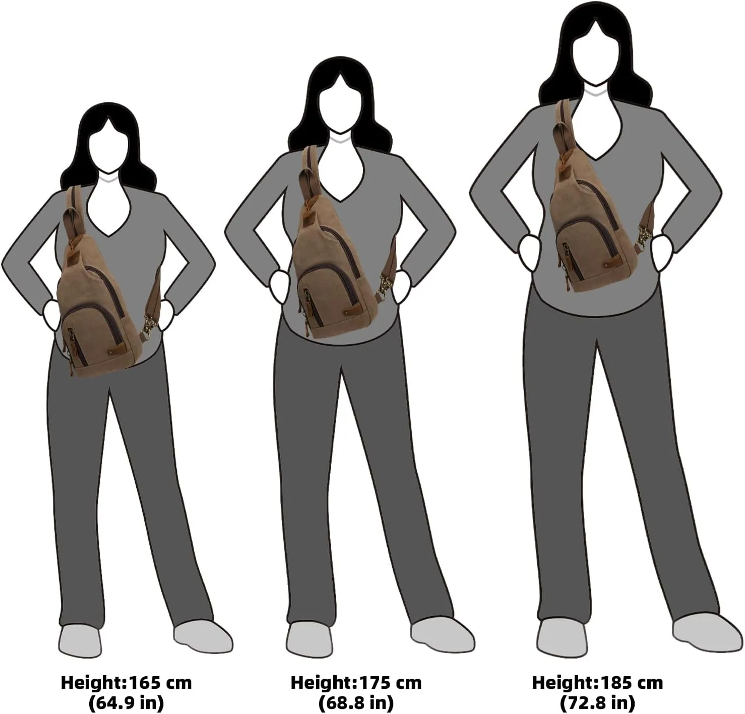 KL928 Canvas Sling Bag Crossbody Backpack Shoulder Casual Rucksack for Men Women