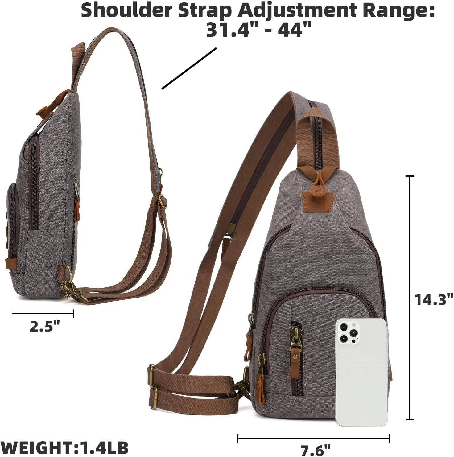 KL928 Canvas Sling Bag Crossbody Backpack Shoulder Casual Rucksack for Men Women