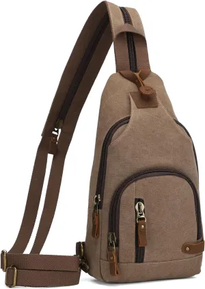 KL928 Canvas Sling Bag Crossbody Backpack Shoulder Casual Rucksack for Men Women
