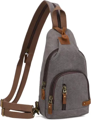 KL928 Canvas Sling Bag Crossbody Backpack Shoulder Casual Rucksack for Men Women