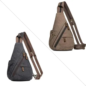 KL928 Canvas Sling Bag - Small Crossbody Backpack Shoulder Casual Daypack Rucksack for Men Women(Large Version)