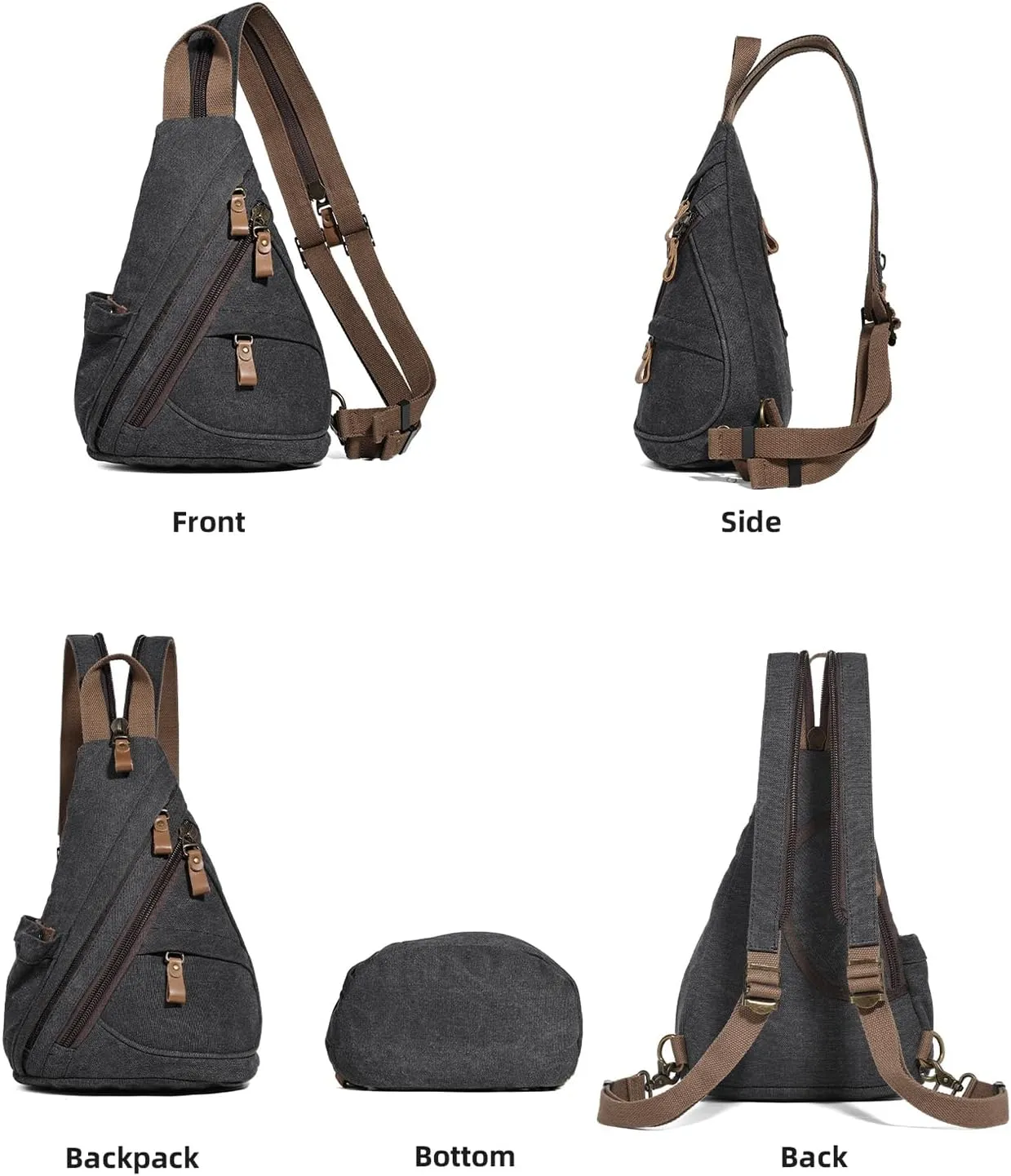 KL928 Canvas Sling Bag - Small Crossbody Backpack Shoulder Casual Daypack Rucksack for Men Women(Small Version)