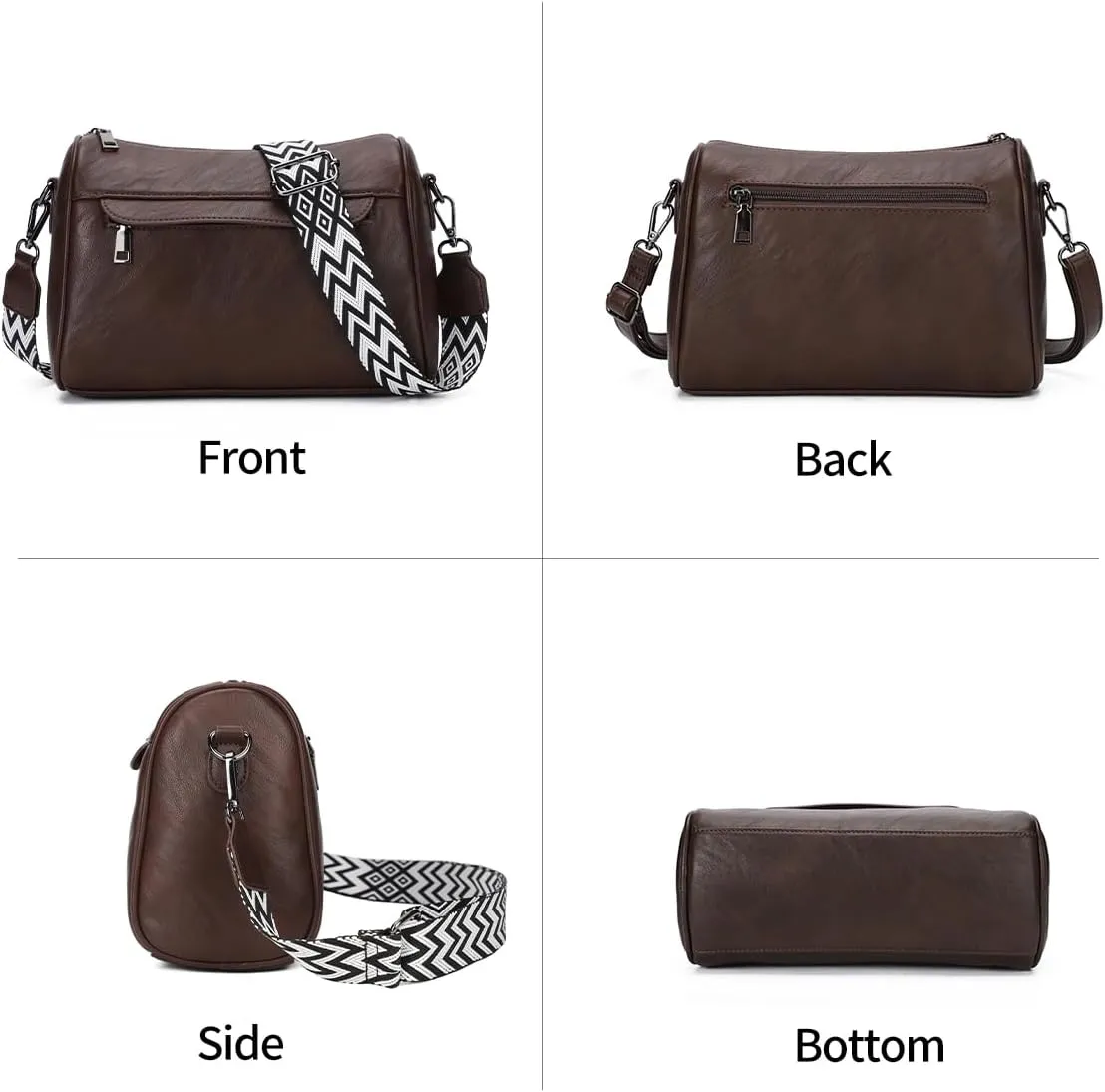 KL928 Crossbody Purses for Women Shoulder Bags with 2 Straps,Black