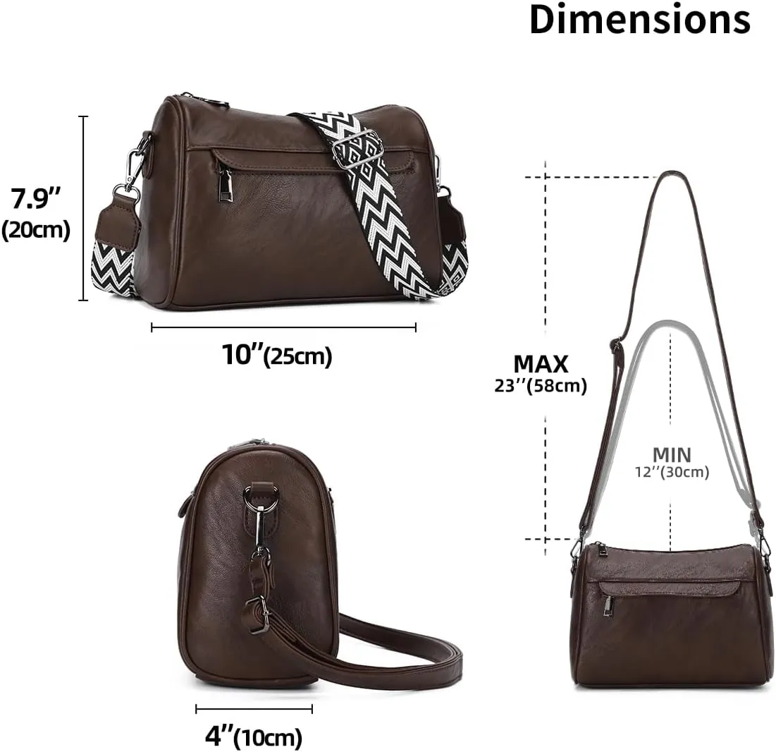 KL928 Crossbody Purses for Women Shoulder Bags with 2 Straps,Black