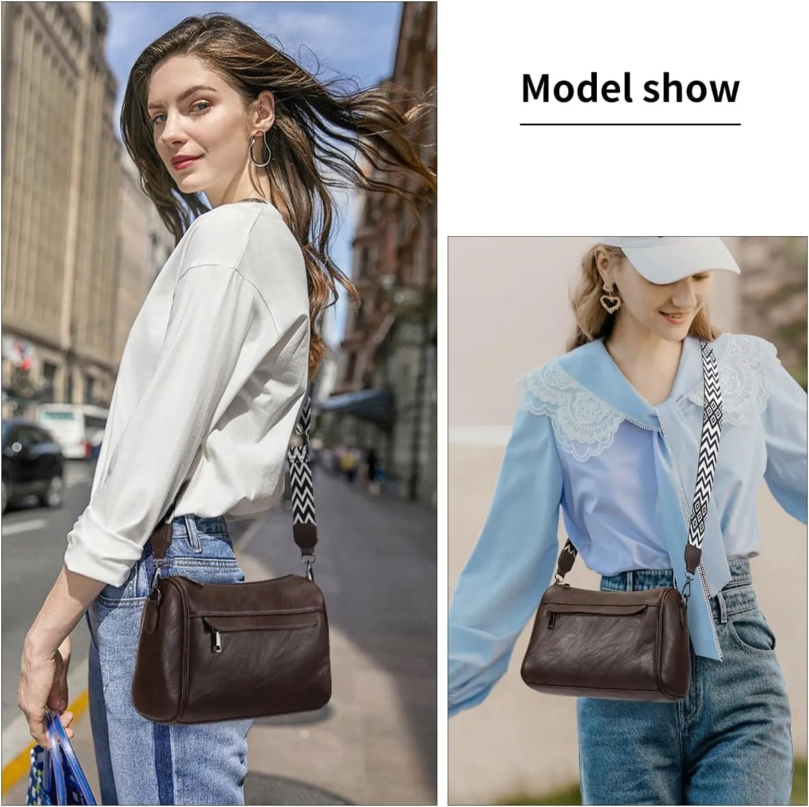 KL928 Crossbody Purses for Women Shoulder Bags with 2 Straps,Black
