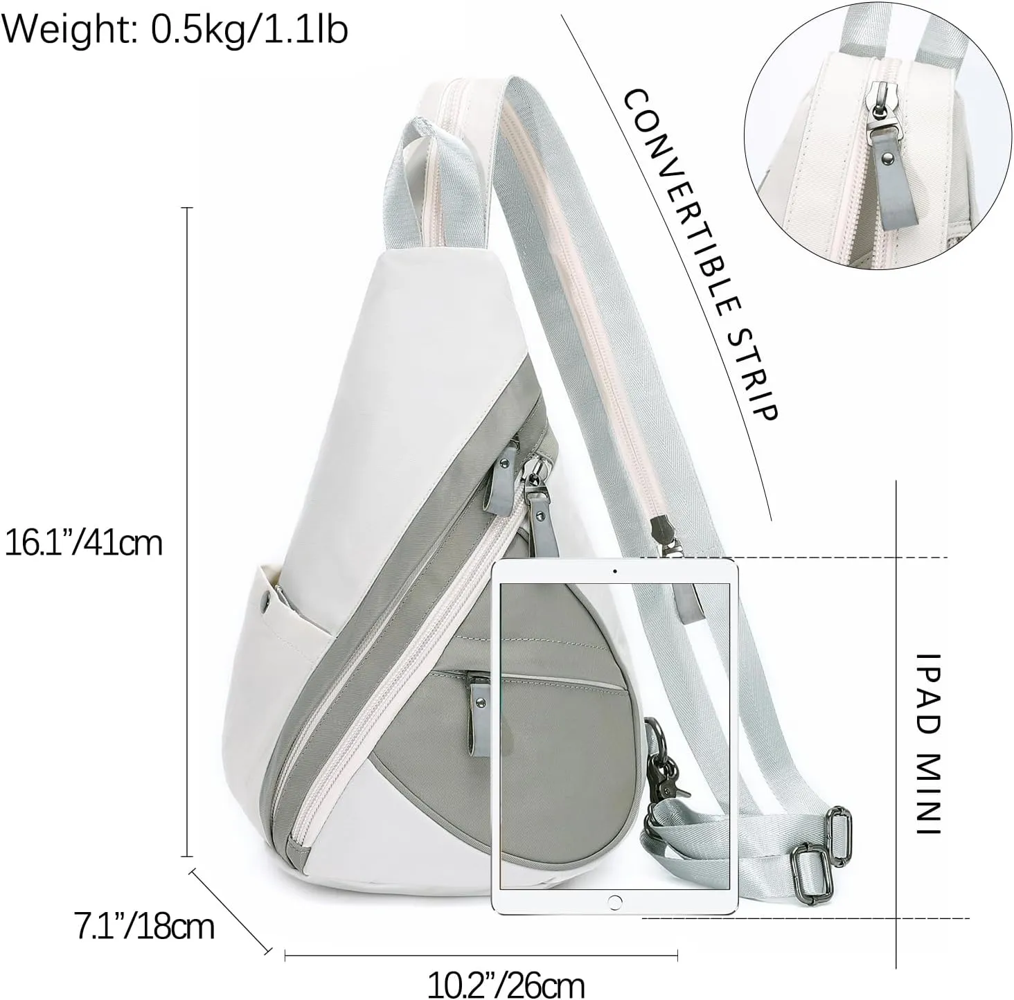 KL928 Nylon Sling Bag - Small Crossbody Backpack Shoulder Casual Daypack Multipurpose Rucksack for Men Women