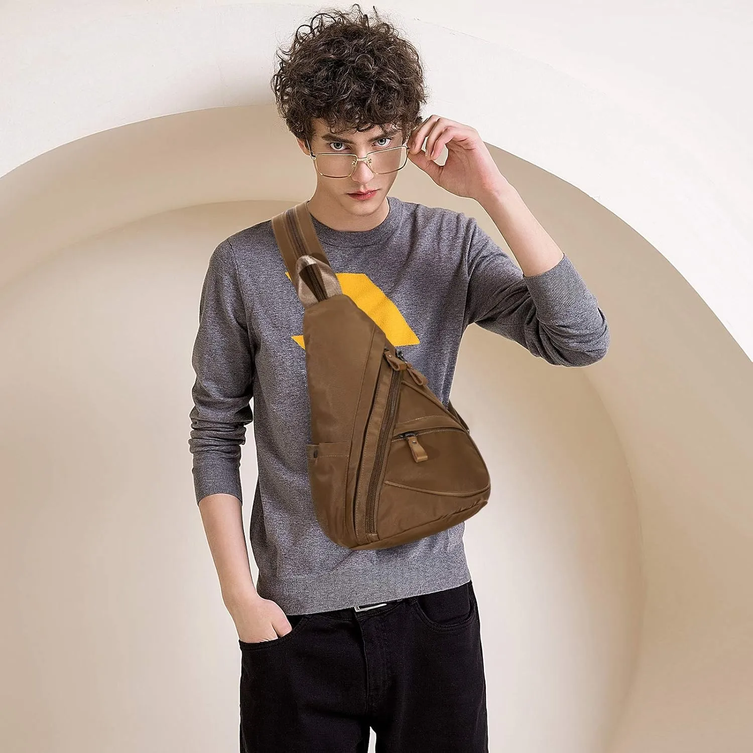 KL928 Nylon Sling Bag - Small Crossbody Backpack Shoulder Casual Daypack Multipurpose Rucksack for Men Women