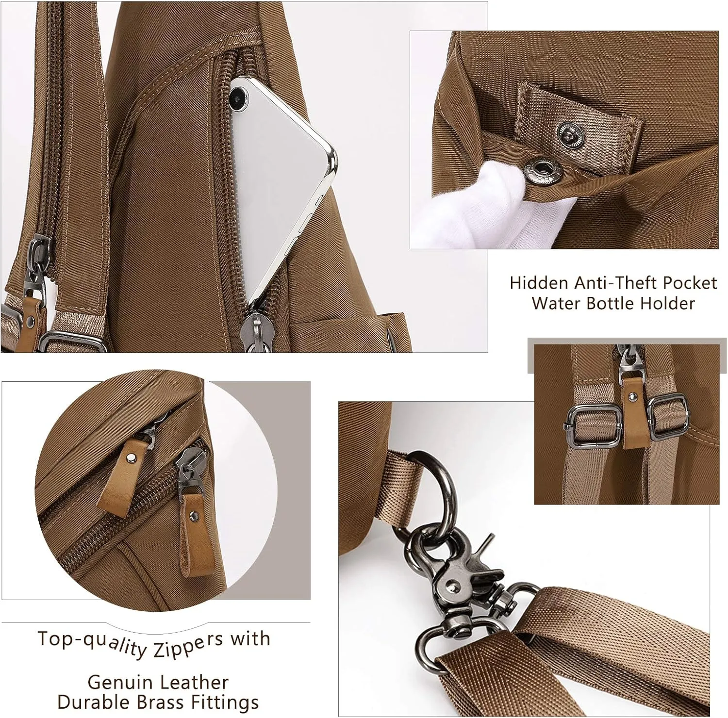 KL928 Nylon Sling Bag - Small Crossbody Backpack Shoulder Casual Daypack Multipurpose Rucksack for Men Women